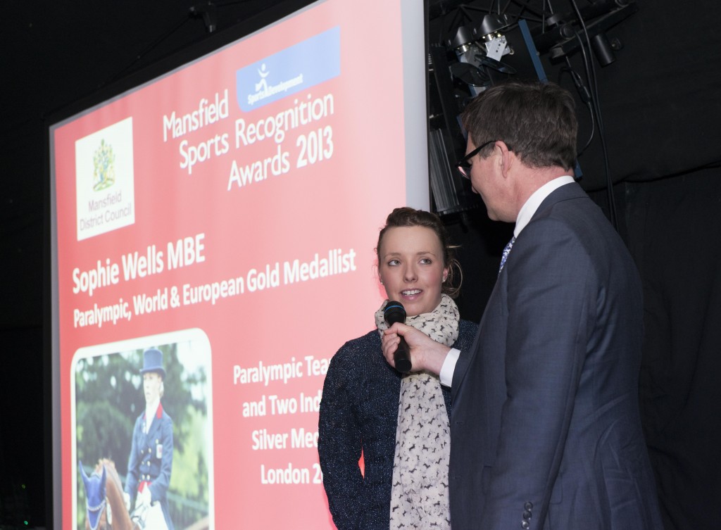 Sophie Wells, MBE, Paralympic World & European Gold Medallist being interviewed by Mark Shardlow