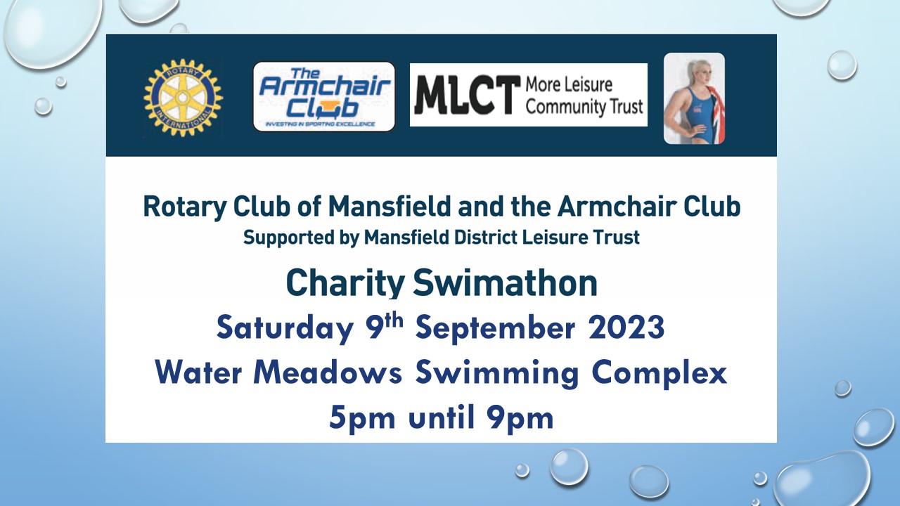 A slide showing the details for the 2023 Swimathon